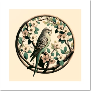 Parakeet and Dogwood Posters and Art